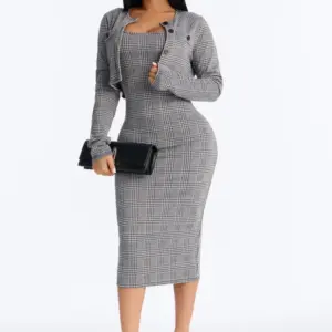 Jaelyn Houndstooth Midi Set