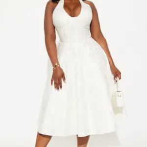 Ellington Ivory Jacquard Halter Dress