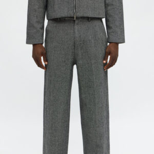 Black Textured Wide Leg Trouser